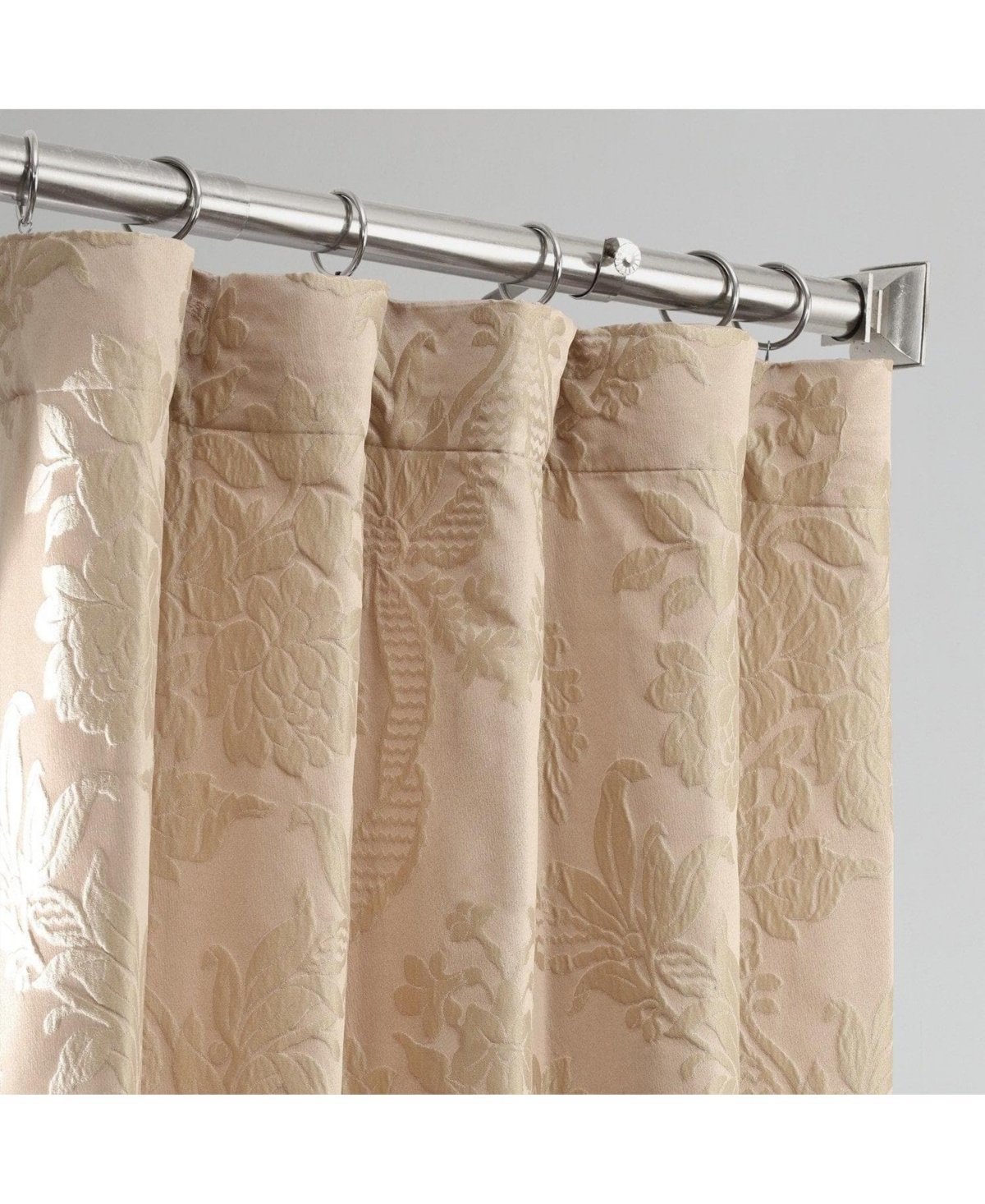 Half Price Drapes Magdelena Beige & Gold Damask Faux Silk Jacquard Room Darkening Curtain