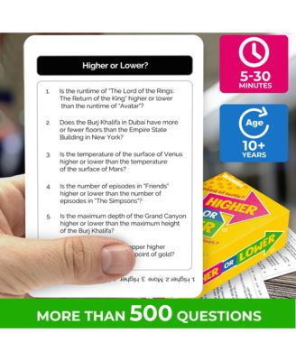 Board Game for Kids - Family Card Game for Kids and Adults -  Higher or Lower | Guess Fun Questions | Easy to Learn | 2 + Players
