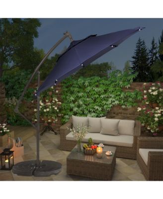 10 FT Cantilever Patio Umbrella with Lights Offset Patio Umbrella Crank Large Outdoor Umbrella Pool Umbrella