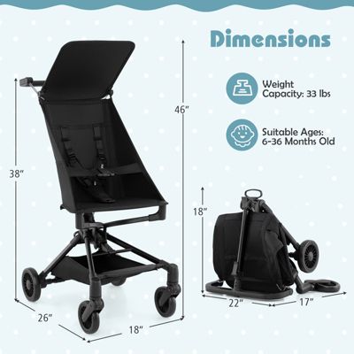 Toddler Lightweight Stroller Compact and Airplane-Friendly Travel Stroller