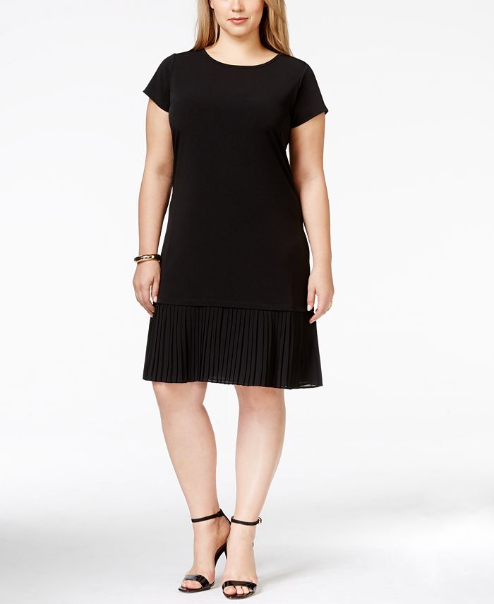 Michael Kors Plus Size Cap-Sleeve Pleated-Flounce Dress & Reviews - Dresses  - Plus Sizes - Macy's