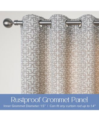 Outdoor Window Covering Cabana Trellis Grommet Single Panel, 52"Wx 84"L