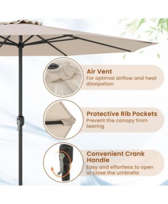 Patio Umbrella with Crank Handle and 8 Sturdy Ribs for Outdoor Shade