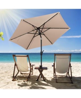 LED Lighted Solar Patio Umbrella with Crank Mechanism – Perfect for Backyard, Poolside, or Balcony