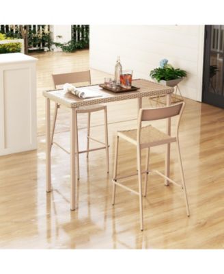 Outdoor Patio Bar Table Heavy Duty Rectangle Metal Frame