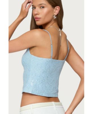 Women's Metallic & Sequin Textured Tank Top