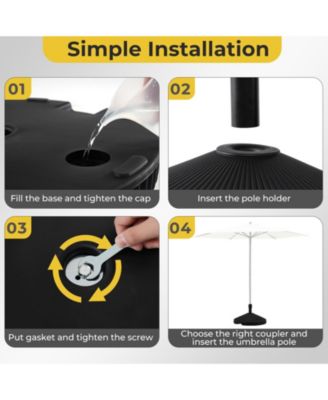 Water and Sand Filled Outdoor Umbrella Stand with Shell Texture and 3 Coupler Sizes