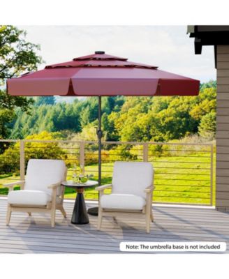 Solar Patio Umbrella with 3-Tier Vented Canopy for Outdoor Tables and Seating