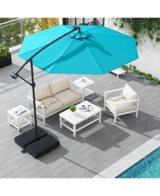 Patio Umbrella Offset Cantilever Umbrella with 40 Solar Powered Lights