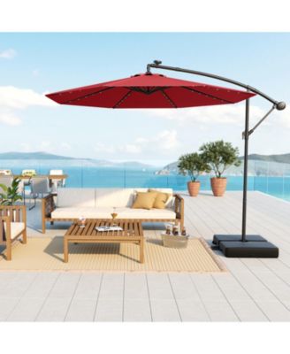 Patio Umbrella Offset Cantilever Umbrella with 40 Solar Powered Lights