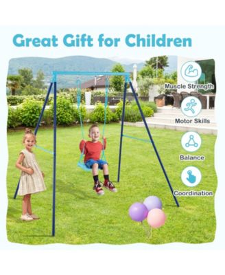 Kids Outdoor Heavy Duty Metal Swing Set with Stand