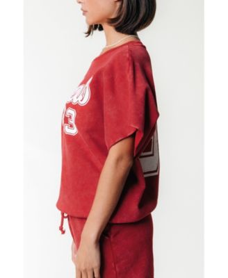 Women's Rebels 33 Acid Wash Drppd Shldr Sweat SS