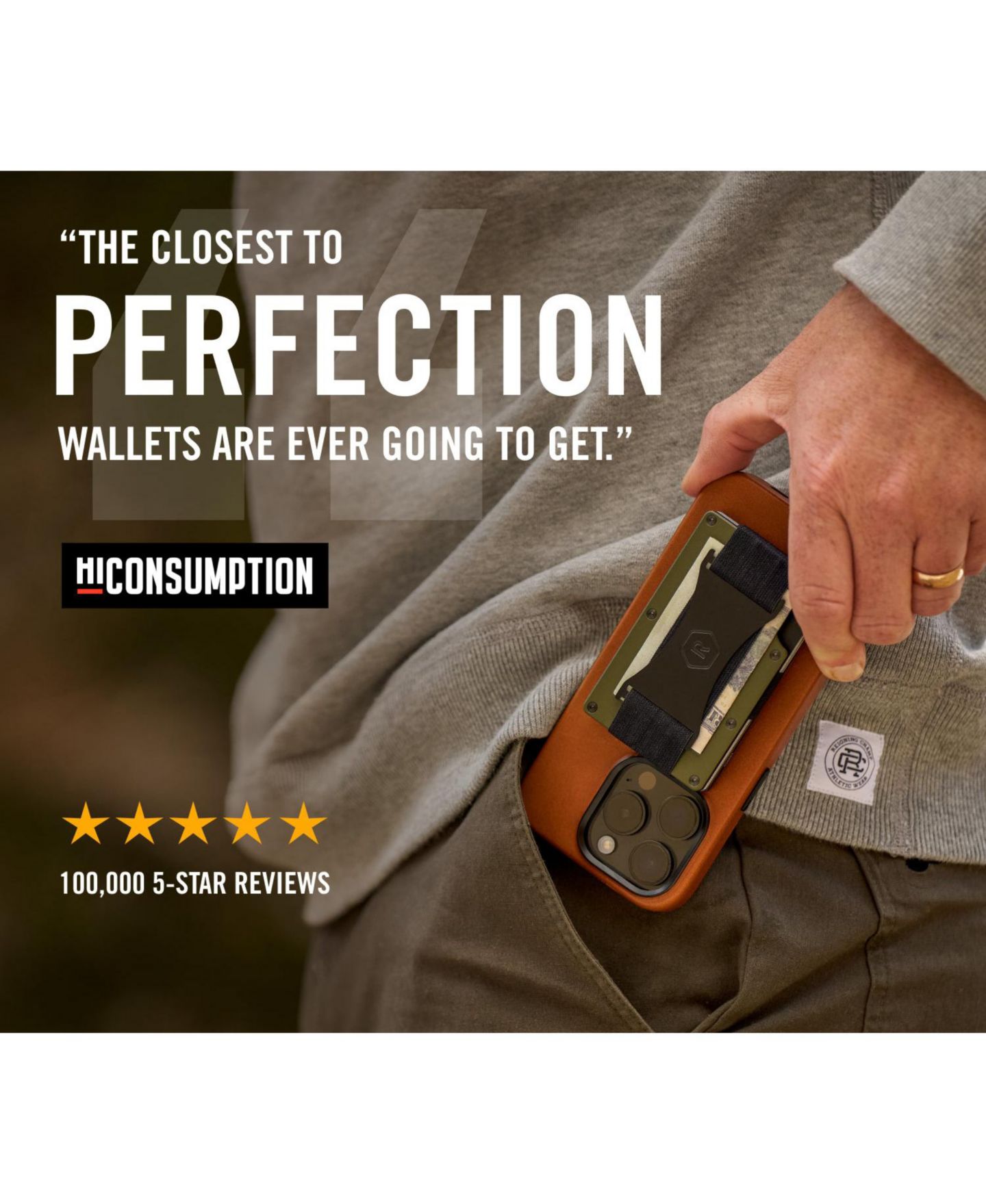 Мужской кошелёк The Ridge RIDGE Wallet for Magsafe - Burnt Titanium - Cash Strap, цвет: Титановый — фото 8