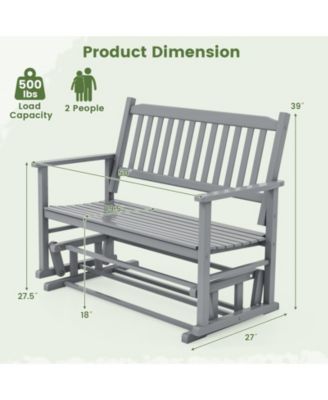 2 Seats Outdoor Glider Bench with Armrests and Slatted Seat