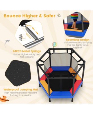 Hexagonal Kids Trampoline With Foam Padded Handrails