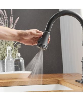 Single-Handle Pull-Down Sprayer 3 Spray High Arc Kitchen Faucet With Deck Plate