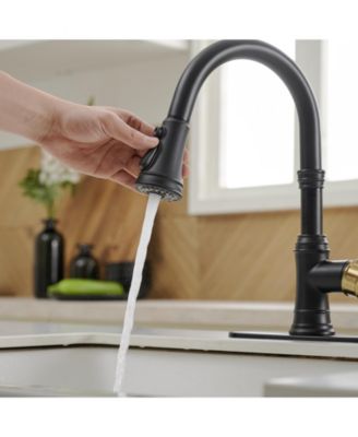Single-Handle Pull-Down Sprayer 3 Spray High Arc Kitchen Faucet With Deck Plate