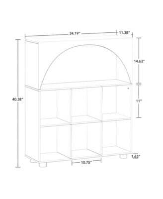 Arched 34" Solid Wood 6 Cubby Entryway Shoe Rack Storage Organizer Cabinet