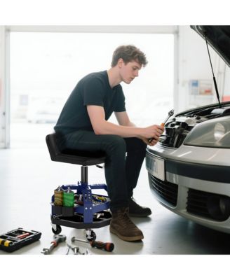 Rolling Mechanic Stool, 300 LBS Capacity Garage Stool,