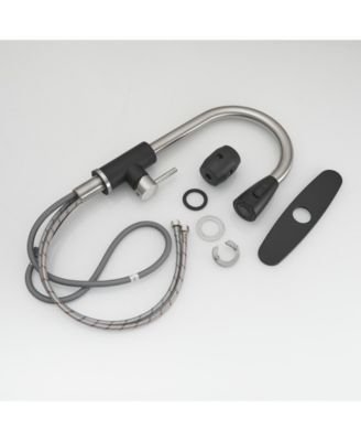 Single-Handle Pull-Out Sprayer Kitchen Faucet with Supply Lines in Matte Black and Brushed Nickel