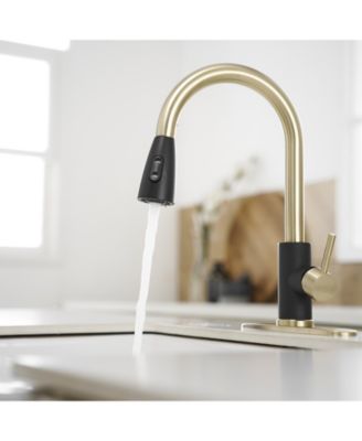 Single-Handle Pull-Out Sprayer Kitchen Faucet with Supply Lines in Matte Black and Brushed Nickel