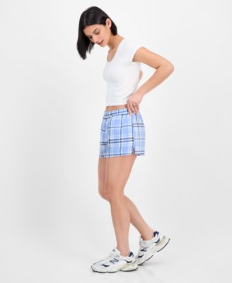 Juniors' Plaid Boxer Shorts