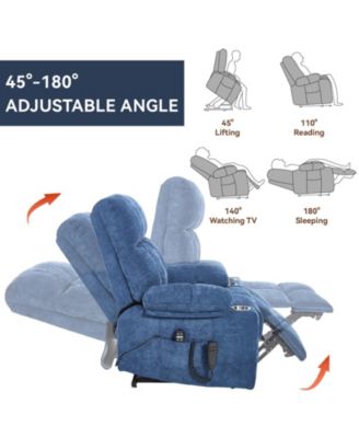 Dual Motor Infinite Position Up to 350 LBS Chenille Power Lift Recliner Chair with 8-Point Vibration Massage and Lumbar Heating Dual Cup Holders
