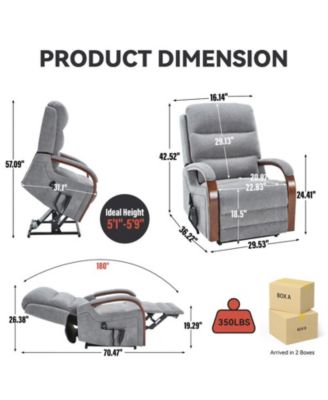 Power Chenille Lift Recliner Chair Dual Motor Infinite Position Up to 350 LBS with Solid Wood Armrests, Heat Massage and Heavy Duty Motion Mechanism