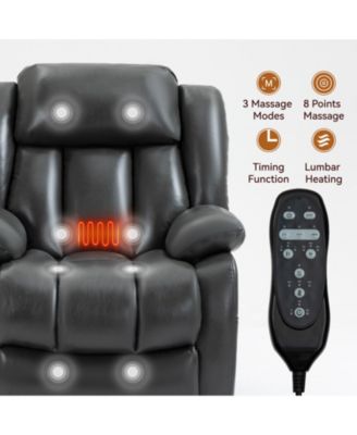 Dual Motor Infinite Position Up to 350 LBS Electric Leatheraire Power Lift Recliner Chair with 8-Point Vibration Massage and Lumbar Heating