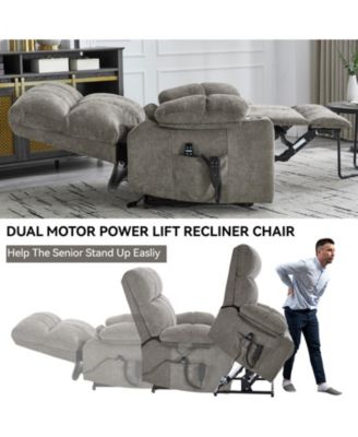 Dual Motor Chenille Power Lift Recliner Chair with Infinite Position