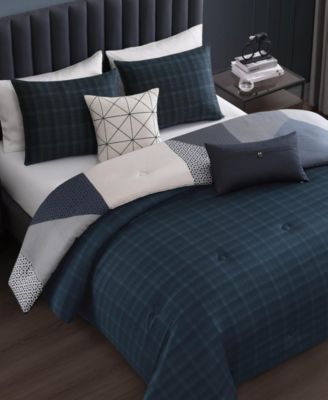 Geo Fusion 200-Thread Count Cotton Sateen 5-Pc. Reversible Comforter Set, King