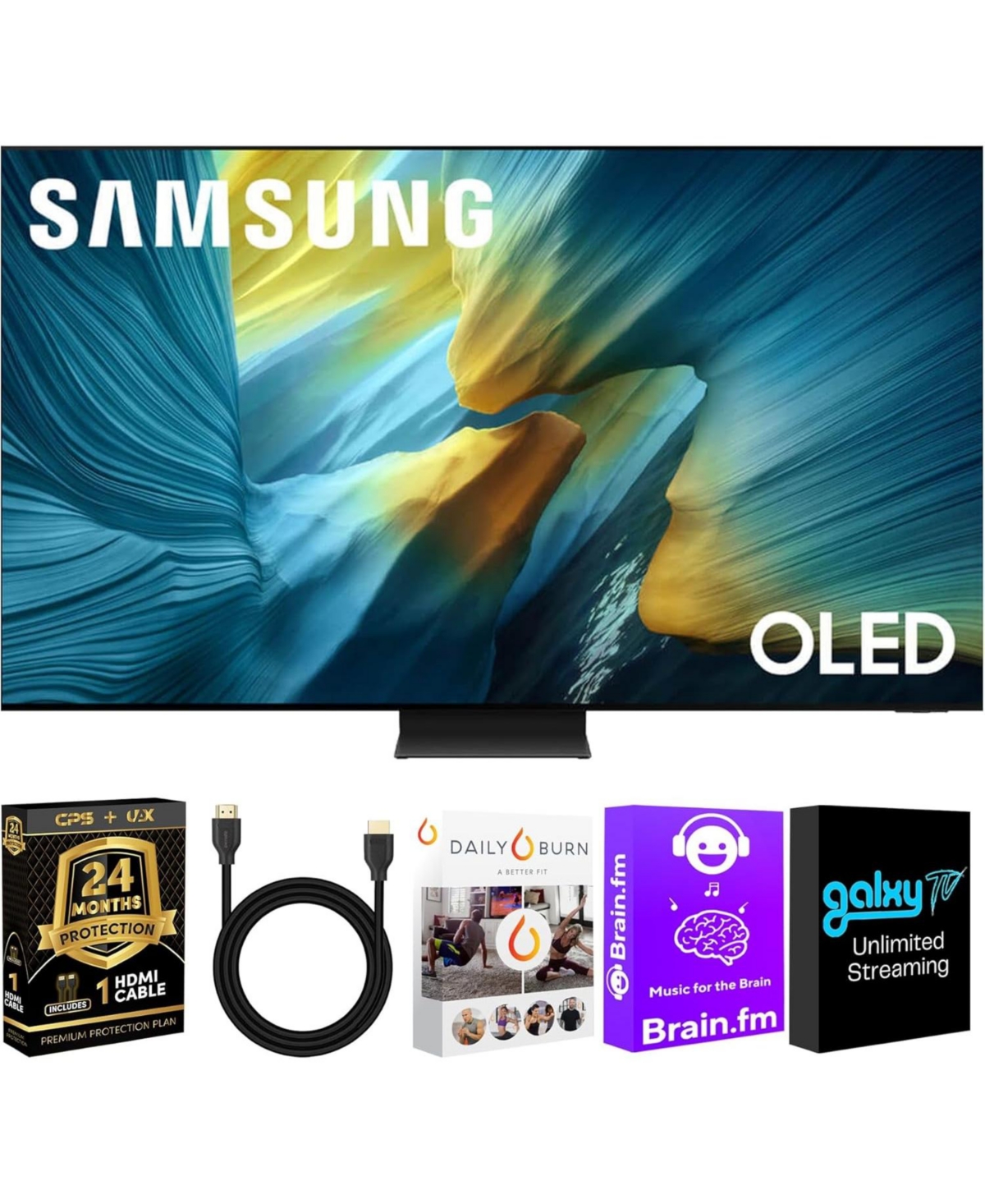 Samsung Oled S95F 55-Inch Qd-oled 4K Smart Tv with Quantum Dot Hdr Pro, Glare-Free Screen, 165Hz Refresh Rate, Dolby Atmos, Alexa Built-in + Uax Hdmi