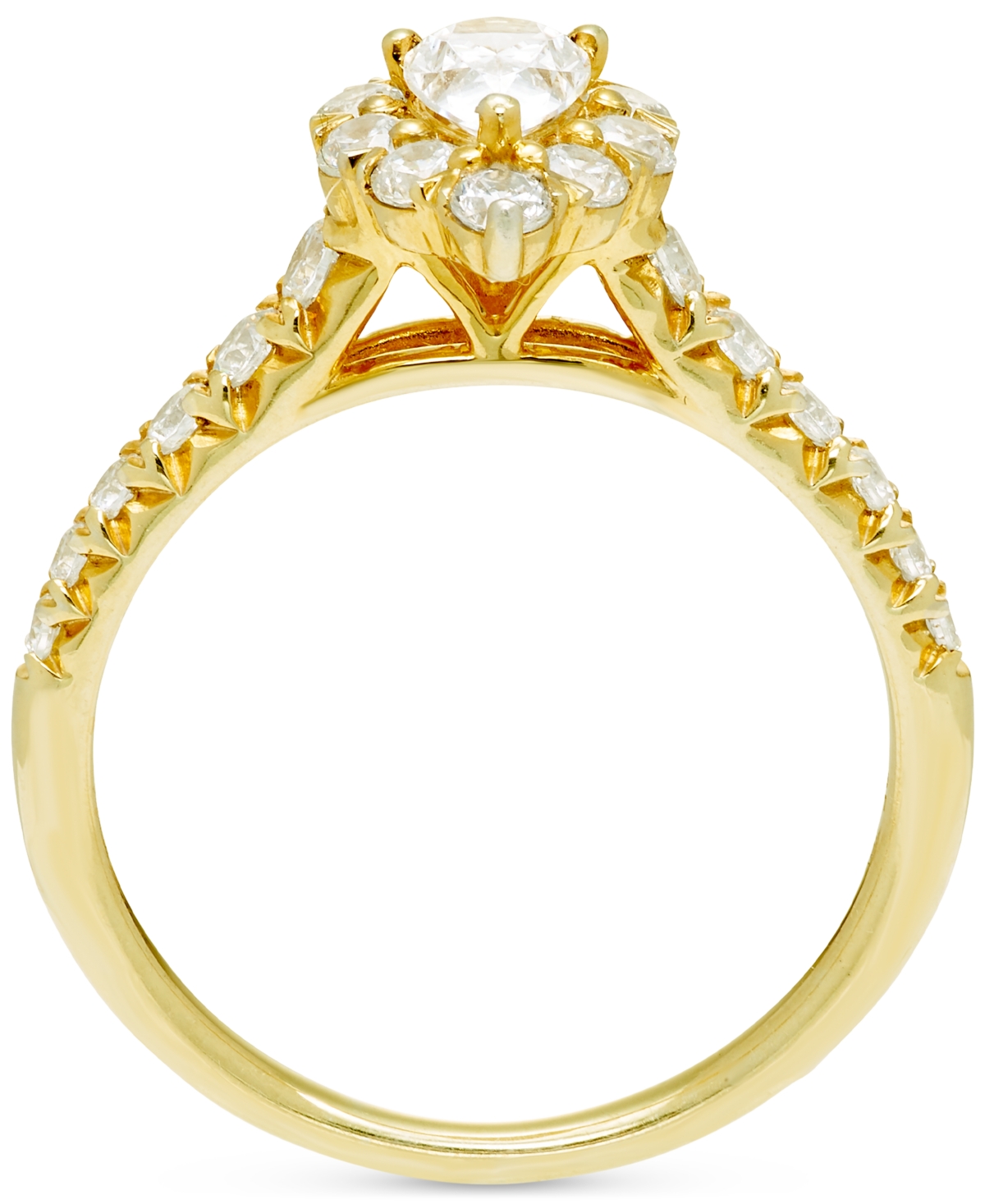 Macy's Diamond Pear Halo Engagement Ring (1 Ct. T.w.) In 14k Gold In Gold