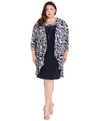 Plus Size 3/4-Sleeve Jacket Dress