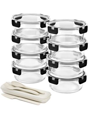 16 Piece Round (970ml/ 32.7oz/ 4cups) Glass Meal Prep Containers with Airtight Lids - Preserves Freshness, Oven Safe, durable, BPA-free