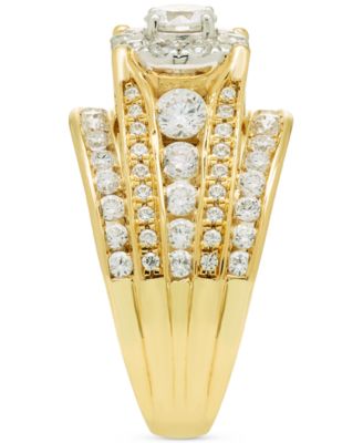 Diamond Halo Multirow Engagement Ring (2 ct. t.w.) in 14k Two-Tone Gold