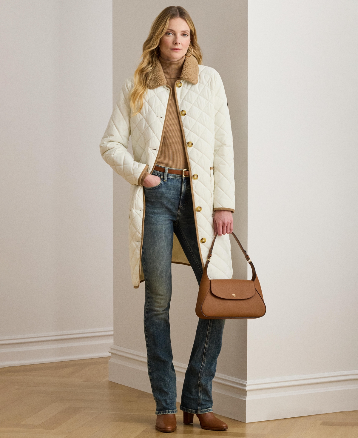 Ralph Lauren Women's Faux-fur-collar Quilted Jacket In White