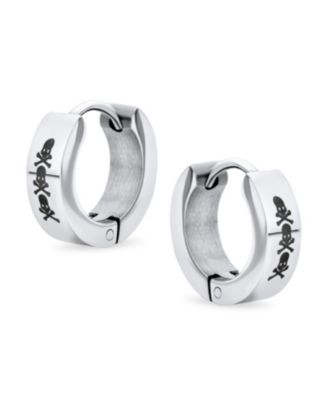 Biker Jewelry Small Halloween Skull Hoop Kpop Huggie Earrings Stainless Steel