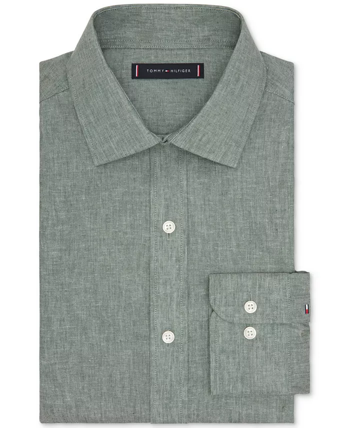 Mens Regular Fit Linen Dress Shirt - thumbnail 3