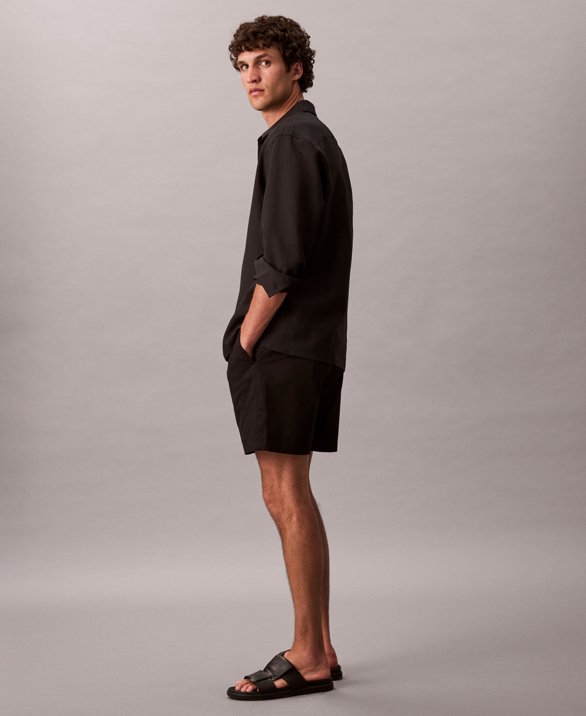 Calvin Klein Men's Brushed Cotton 7" Shorts In Black