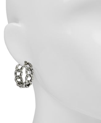 Matte Hammered Link Hoop Earrings