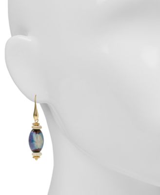 Teal Ceramic Bead Drop Earrings