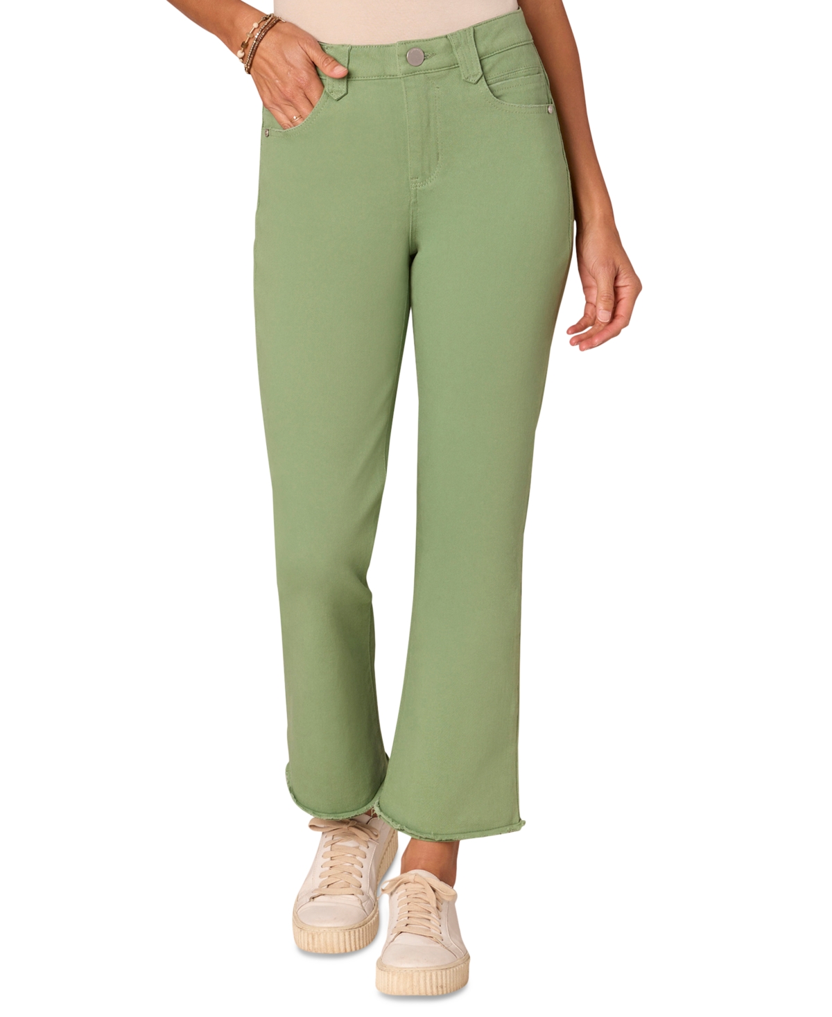 Petite "Ab"solution High Rise Itty Bitty Flare Cropped Jeans - Willow Green