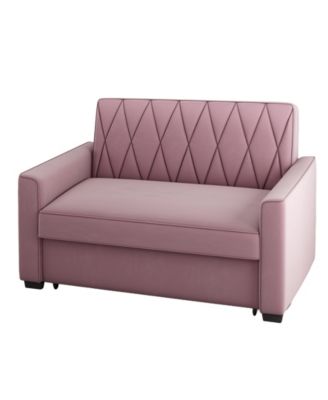 51" Velvet Riverside Convertible Loveseat Bed, Created for Macy's