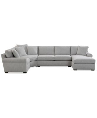 Radley Roll Arm 148" 4-Pc. Fabric Chaise Sectional with Wedge
