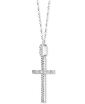Men's Diamond Pav&eacute; Cross 22" Pendant Necklace (1 ct. t.w.) in 10k White Gold