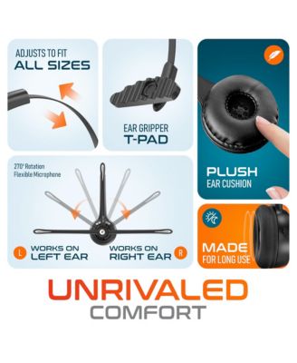 10X Bluetooth Computer Headset, Over-the-Head Single Ear Wireless Headset with Noise Canceling Mic, USB Dongle for Computer/Laptop, Perfect for Home, Office, Call Center, Truck Driver - Black