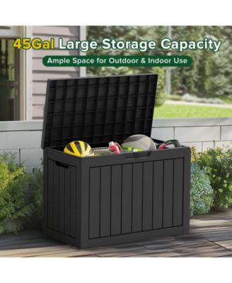 45 Gal Deck Box Resin for Patio Garden Furniture, Outdoor Storage Container