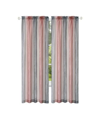 1 Piece Crushed Faux Satin Silver & Blush Rose Pink Ombre Window Curtain Panel