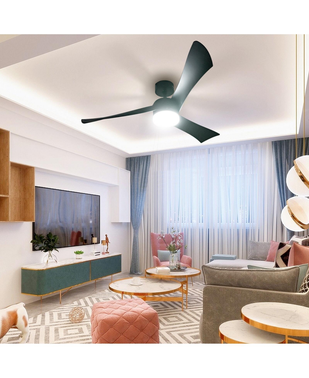 Reversible Ceiling Fan with Light Fixture for Efficient Airflow and Illumination